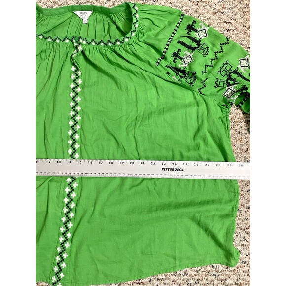 Crown & Ivy Peasant Top NWT Blouse Boho sz 3X Plus 3/4 Sleeve Embroidered Tunic - Picture 9 of 16